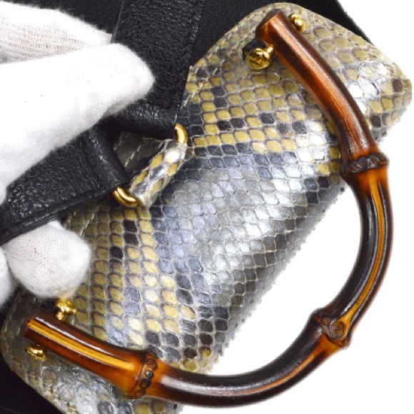 Gucci Python/Suede Bamboo Backpack - Picture 4 of 10